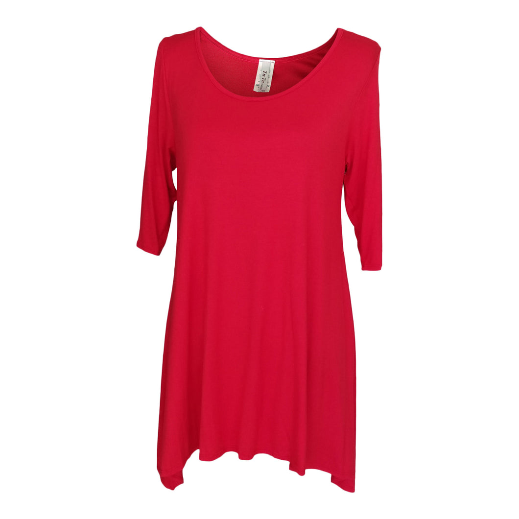 Red 3/4 Sleeve Handkerchief Tunic