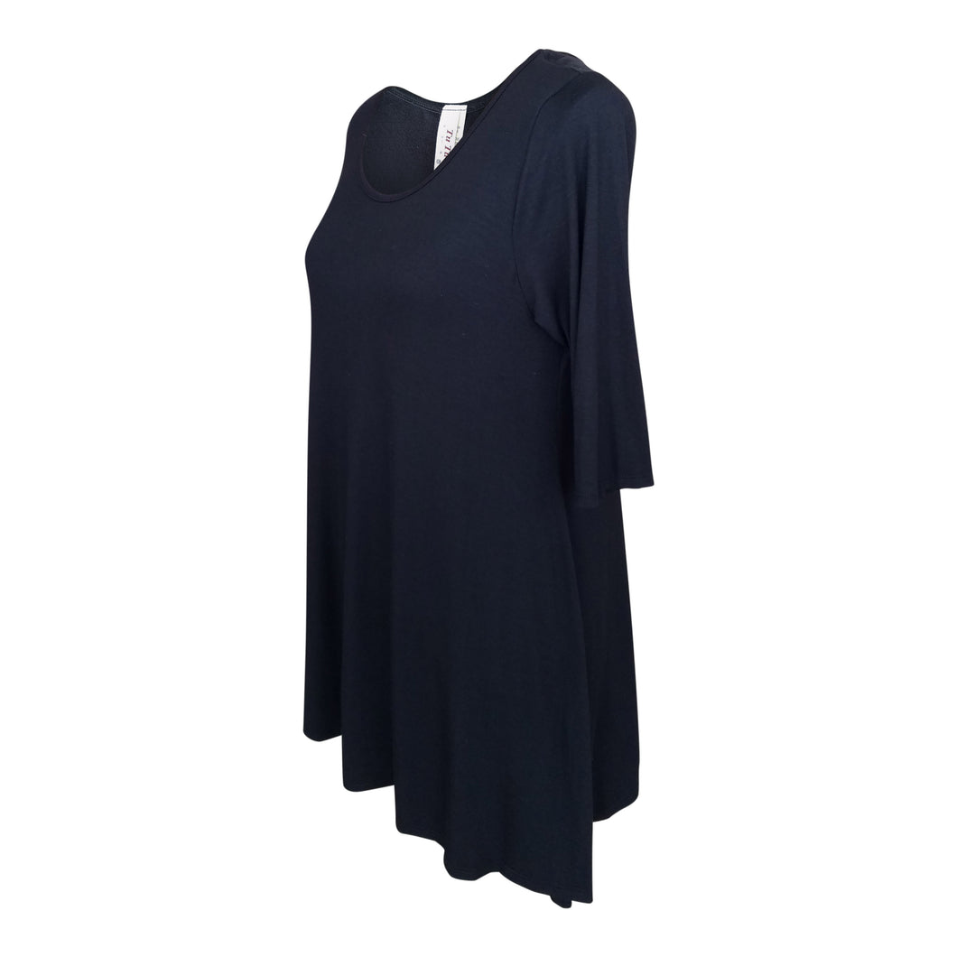 Black 3/4 Sleeve Handkerchief Tunic
