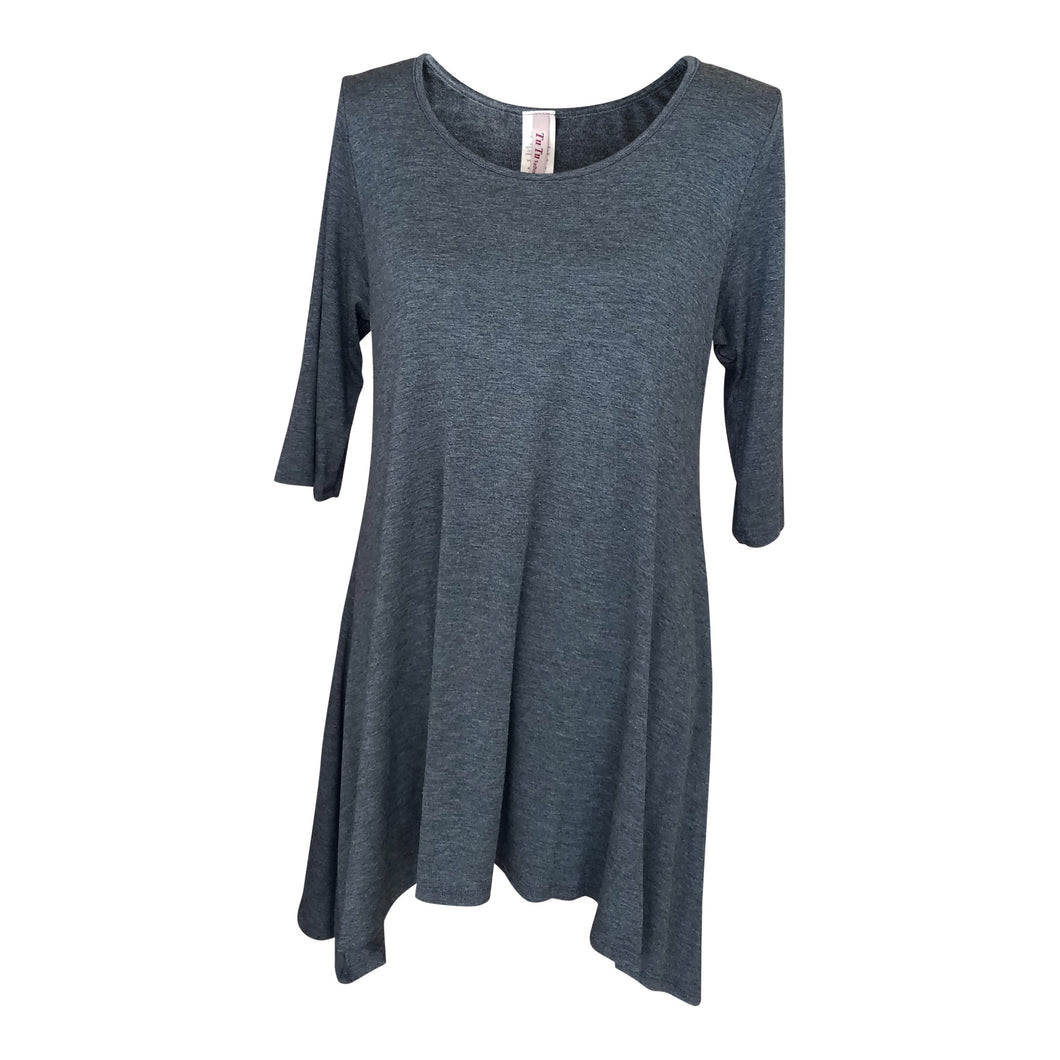 Charcoal 3/4 Sleeve Handkerchief Tunic
