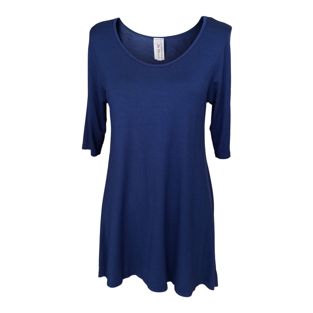 Navy 3/4 Sleeve Handkerchief Tunic