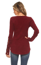 Burgundy Lace Crochet Sleeve Top