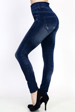 Miracle Jeggings - Dark Blue Distressed Faded