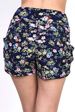 Floral Print Harem Shorts - Navy