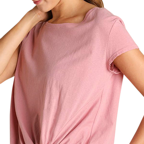 Side Knot T Shirt Top - Rose