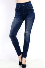 Miracle Jeggings - Dark Blue Distressed Faded
