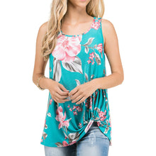 Floral Print Sleeveless Side Knot Top - Jade