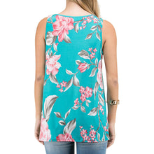 Floral Print Sleeveless Side Knot Top - Jade