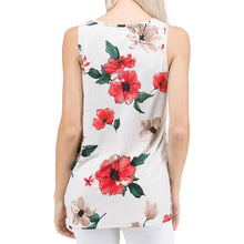 Floral Print Sleeveless Side Knot Top - Red